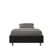 Letto 1 Piazza E Mezzo 120x190 cm con Rete Senza Testata Imbottito in Similpelle Azelia Nero