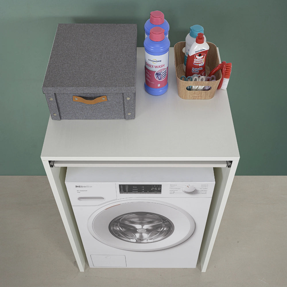 Mobile coprilavatrice 70cm salvaspazio in legno bianco con cassetto scorrevole linea Pilar