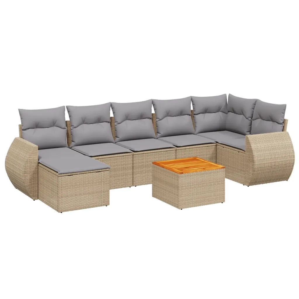 Set Divano da Giardino 8 pz con Cuscini Beige in Polyrattancod mxl 114280