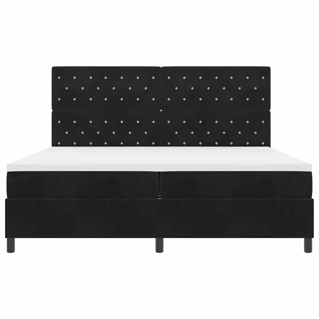 Letto a Sorgente LED con materasso Nero 200 x 200 cm Velluto 3343270