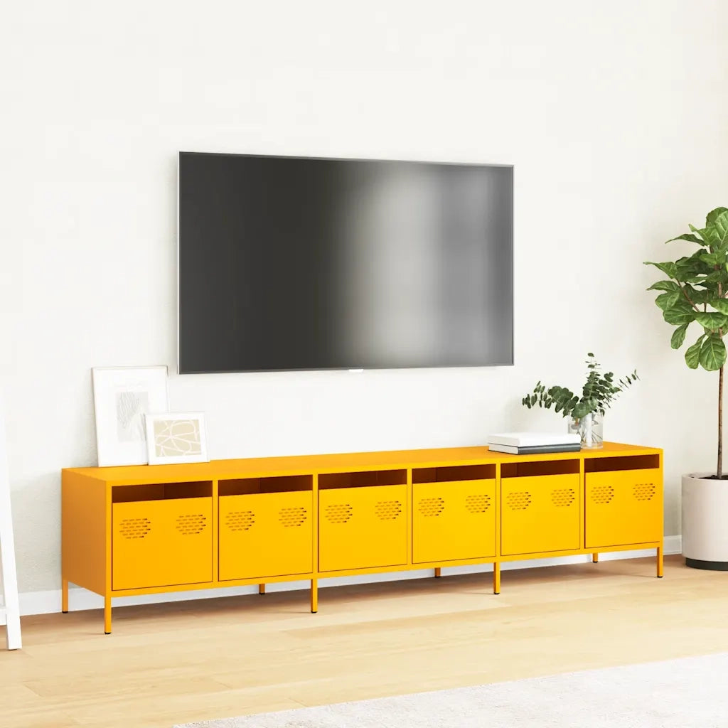 Mobile TV Giallo Senape 202x39x43,5cm Acciaio Laminato a Freddo 3307152