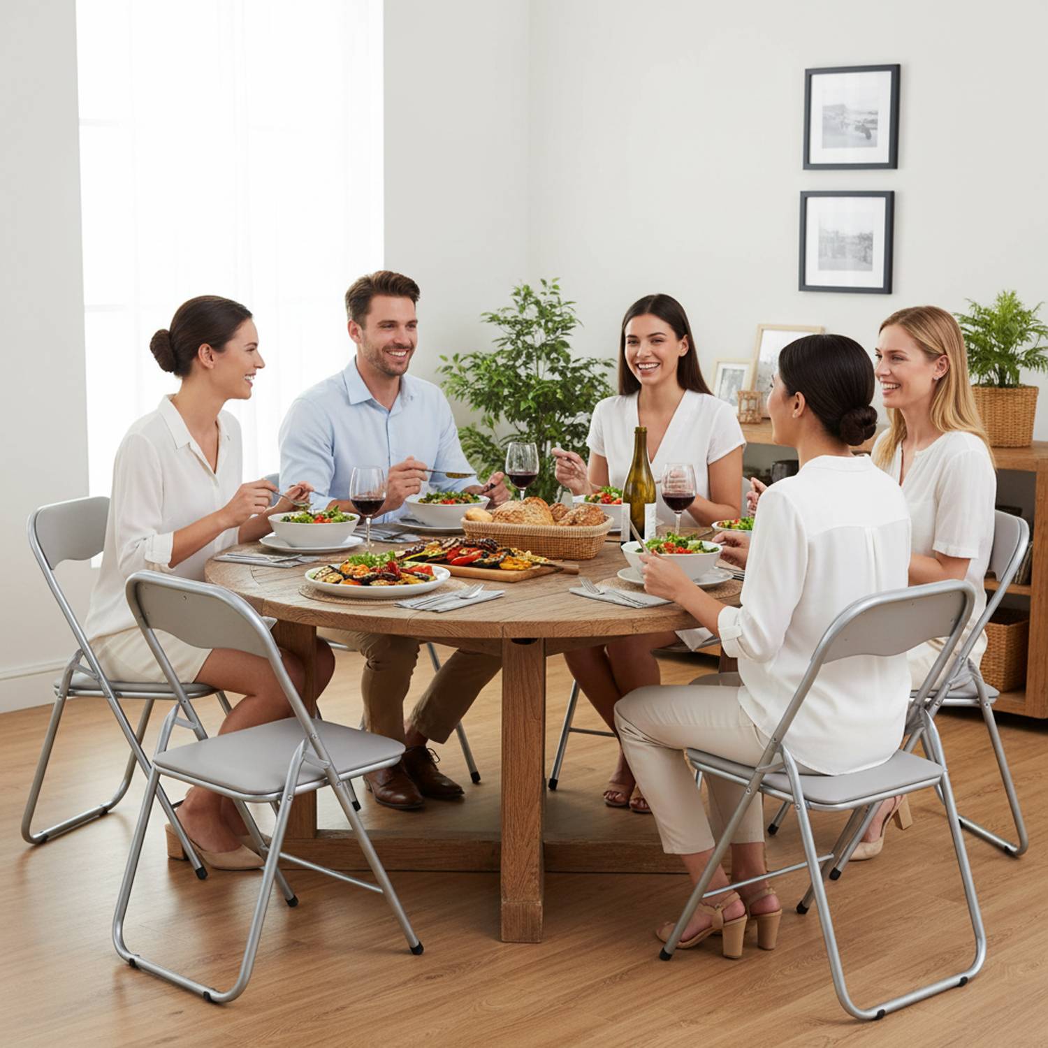 Set Di 6 Sedie Pieghevoli Con Struttura In Ferro Imbottite Salvaspazio Per Giardino Sala Riunioni Eventi Cucina Tortora