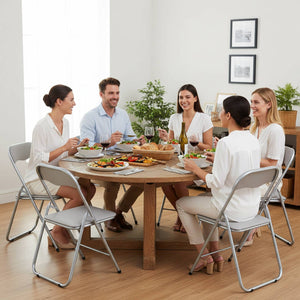 Set Di 6 Sedie Pieghevoli Con Struttura In Ferro Imbottite Salvaspazio Per Giardino Sala Riunioni Eventi Cucina Tortora