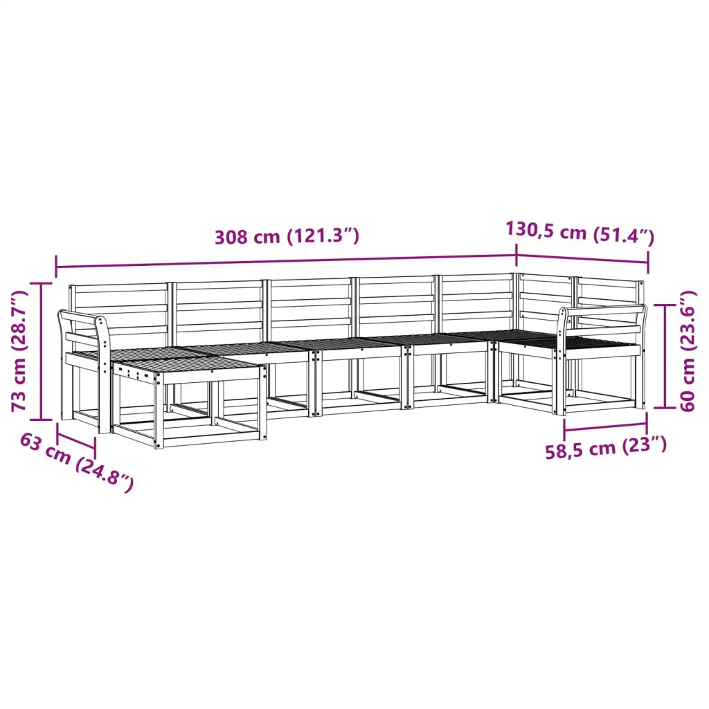 Set di divani da esterno 7 pcs Bianco Legno di Acacia Massello 3387943