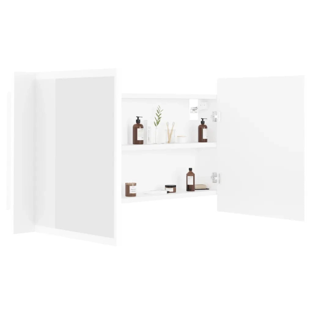 Armadietto a Specchio con Luci LED-Mobiletto a specchio Bianco 90x12x45 in Acrilico