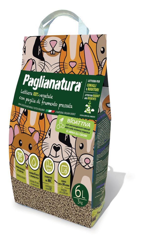 Lettiera per Roditori Bioattiva in Pellet 6mm - Naturale ed Ecologica - 3kg/6 Litri