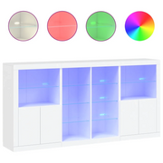Credenza | Madia | Buffet da pranzo | Armadio da pranzo con Luci LED Bianca 202x37x100 cm