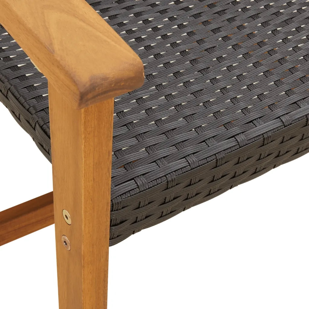 Set da Bistrot 3 pz Nero in Polyrattan e Legno di Acacia CFW6723896