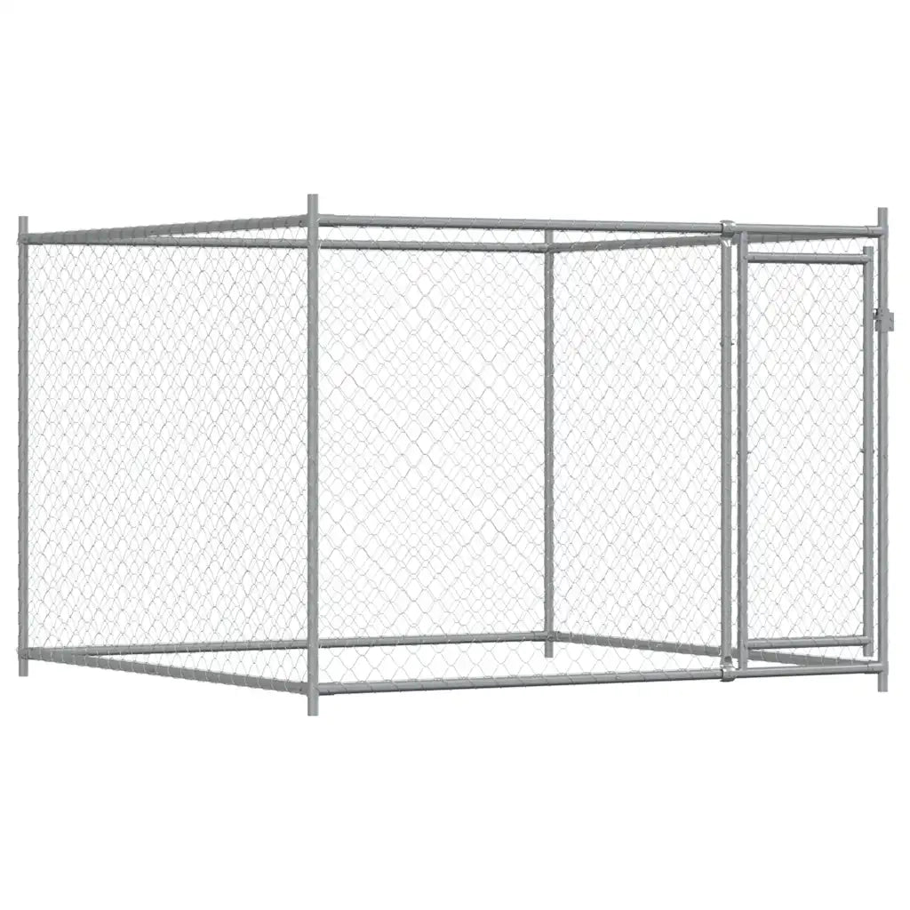 Gabbia per Cani con Porte Grigia 12x2x1,5 m in Acciaio Zincato 3209577