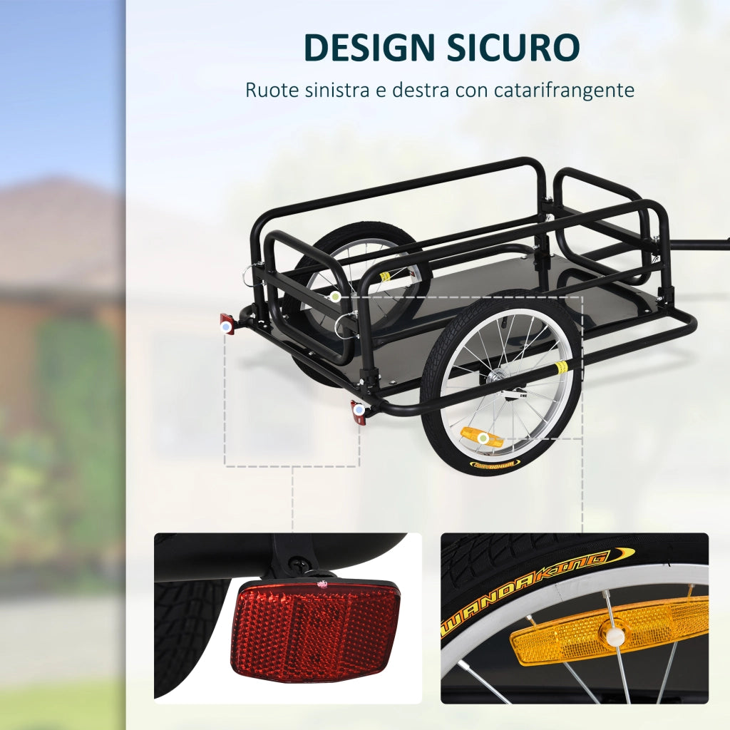 Carrello Bici con Pareti Pieghevoli ¨C Zephmum ¨C Acciaio, Nero, 139x71.5x49 cm