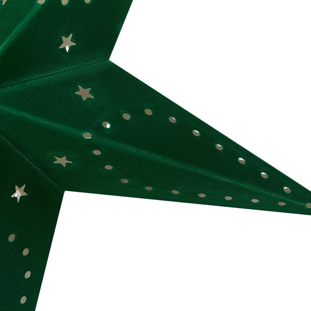 Set di 2 stelle LED in carta di colore verde smeraldo 60 cm velluto decorazione di Natale