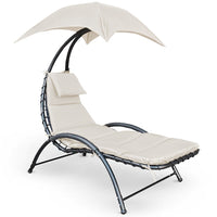 Sdraio Amaca Prendisole con Ombrellone Parasole da Giardino in Poliestere Beige