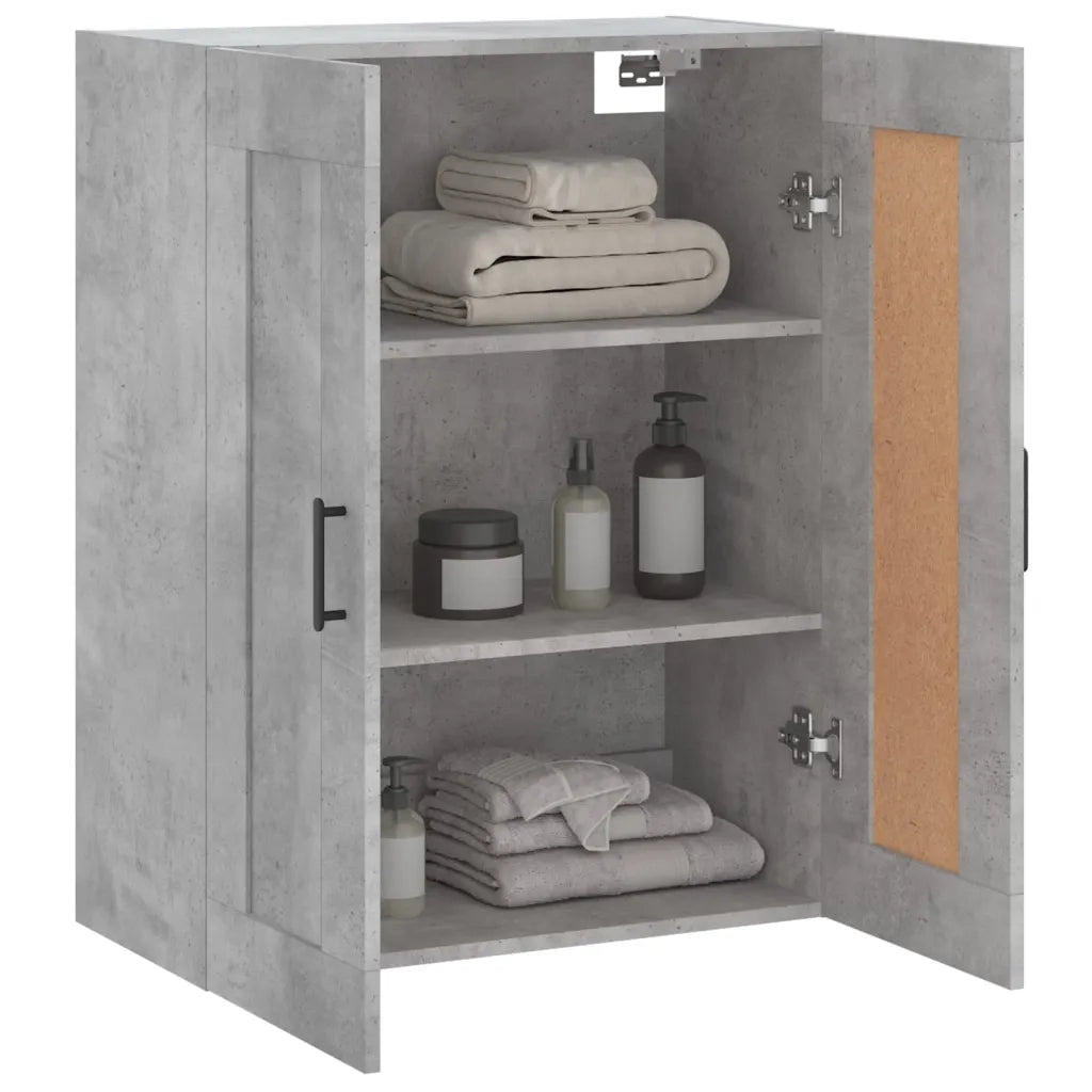 Armadietto a Muro | Mobile a Parete Grigio Cemento 69,5x34x90 cm Legno Multistrato