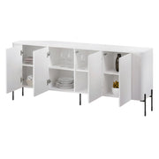Credenza Laion, Madia da salotto con quattro ante battenti, Rialzata da terra, 190x40 h80 cm, Bianco