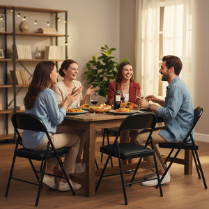 Marvin Set 6 Sedie Pieghevoli Kant in Metallo Imbottite Salvaspazio, Compatte e Resistenti, Richiudibili per Eventi Nero