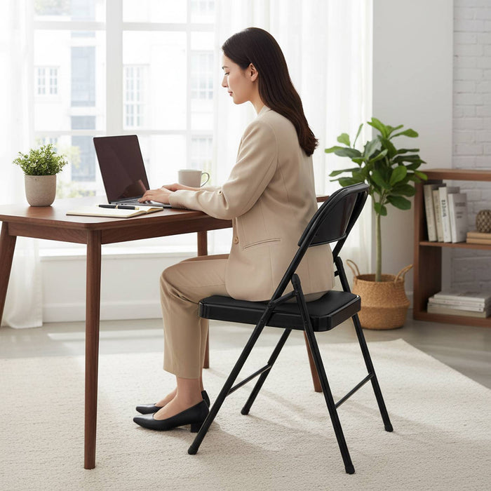 Marvin Set 6 Sedie Pieghevoli Kant in Metallo Imbottite Salvaspazio, Compatte e Resistenti, Richiudibili per Eventi Nero