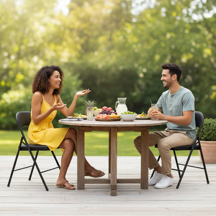 Marvin Set 6 Sedie Pieghevoli Kant in Metallo Imbottite Salvaspazio, Compatte e Resistenti, Richiudibili per Eventi Nero