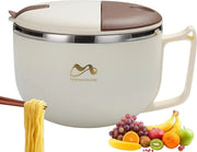 Instant-noedelkom in acciaio inossidabile, 900/1200 ml, instant-ramenkom, isolante al calore, ramenkom con coperchio facile da pulire, servizio per dormitori (S)