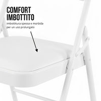 Marvin Set 6 Sedie Pieghevoli Kant in Metallo Imbottite Salvaspazio, Compatte e Resistenti, Richiudibili per Even Bianco