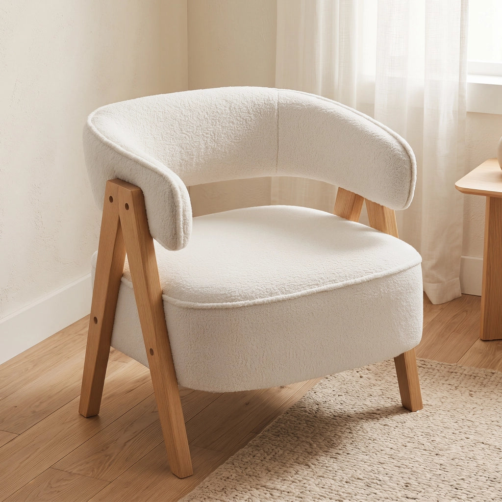 Poltrona in tessuto bouclette ¨C zephmum ¨C 70x64x71 cm, bianco