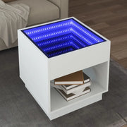 Tavolino da Salotto con LED Infinity-Tavolino da soggiorno Bianco 50x50x50 cm