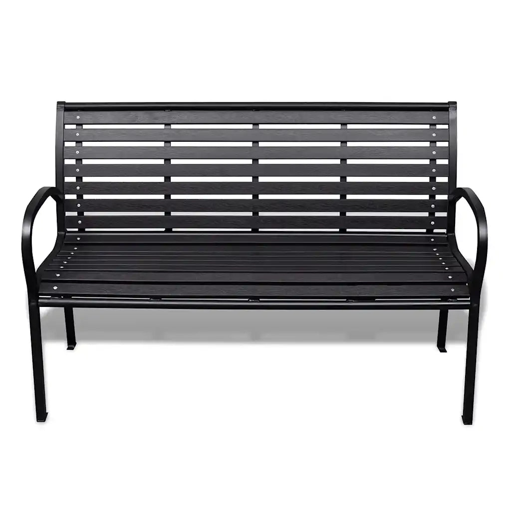 Panchina da Giardino | Panca da Giardino 125 cm Nera in Acciaio e WPC