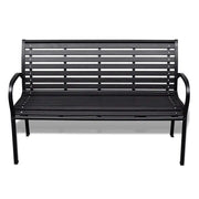 Panchina da Giardino | Panca da Giardino 125 cm Nera in Acciaio e WPC