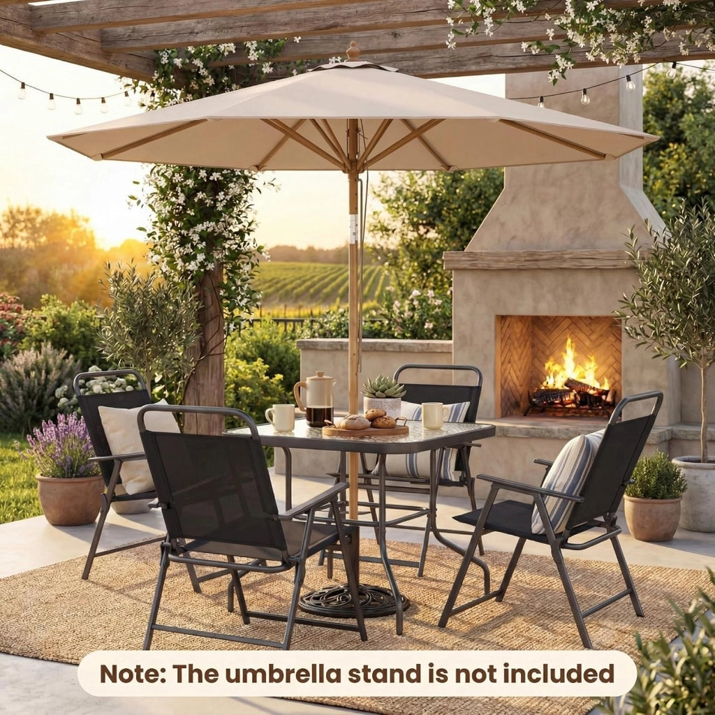 Ombrellone da Giardino Rotondo da 270 cm, Inclinazione e Altezza Regolabile, Ombrellone da Esterno con Struttura in Bambù, 8 Stecche, Anti UV, per Balcone, Terrazzo, Spiaggia