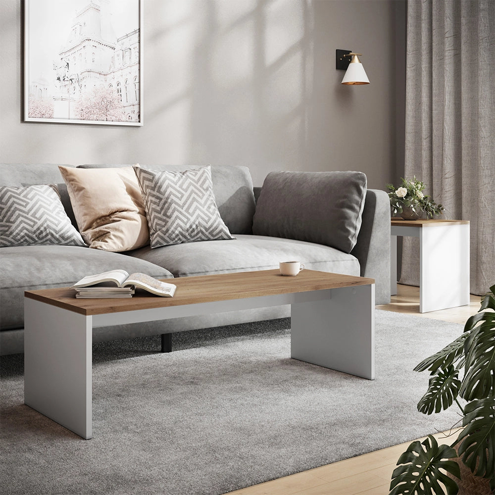 Vicco Set di tavolini Rovere bianco/dorato 100 x 48 cm , 2 parti