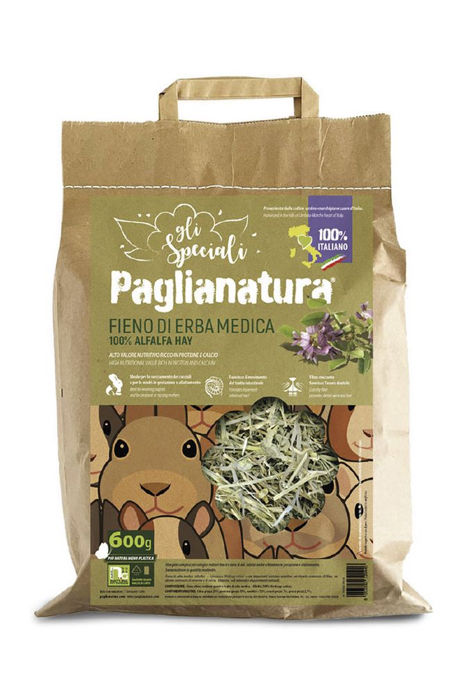 Paglianatura Alfalfa 100% 600 gr. - Nutrimento Naturale e Proteico per Conigli e Roditori