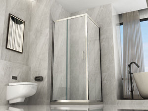 Box Doccia Cristallo 6 mm Anticalcare Trasparente 2 lati 1 Fisso e 1 Scorrevole - Misura: 70 x 110 x h190 cm 