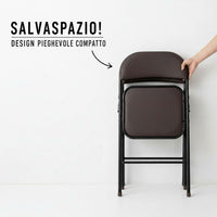 Marvin Set 6 Sedie Pieghevoli Kant in Metallo Imbottite Salvaspazio, Compatte e Resistenti, Richiudibili per Eve Marrone