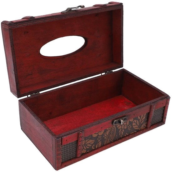 Contenitore per Cartucce - Grande Capacità Tissue Dispenser in Legno Stile Vintage Duraturo in Legno Tessuto Classico