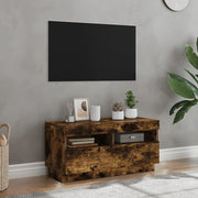 Mobile Porta TV con Luci LED Rovere Fumo 80x35x40 cm 815723