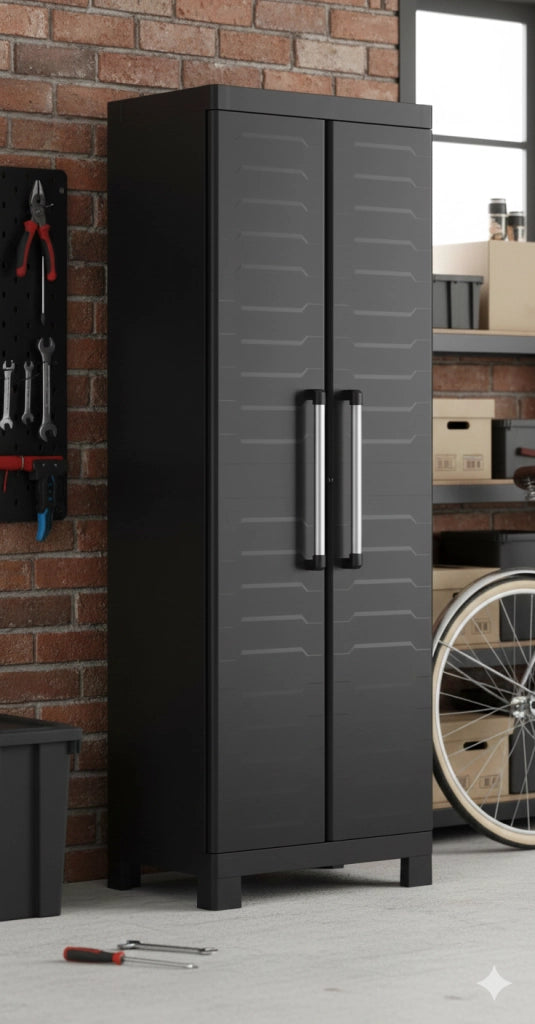 Armadio in Resina 4 Ripiani 65x45x182 cm Keter Detroit Alto Nero