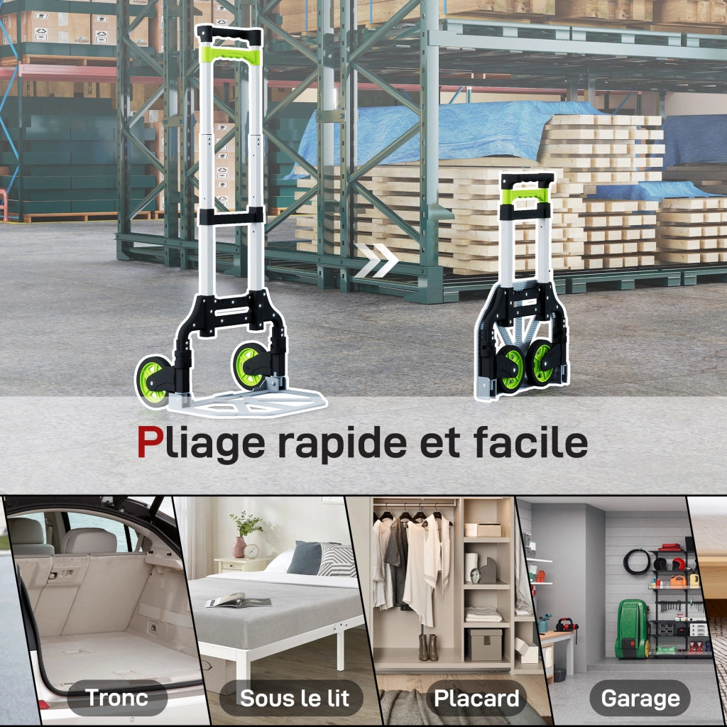 Carrello Pieghevole in Alluminio ¨C Zephmum ¨C Verde 38.5x41x100cm