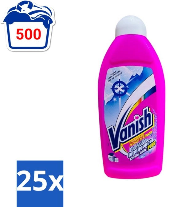 Detersivo per tende - Cristallo bianco - Lavandino senza cloro - Bianco - 500 ml - Confezione in bulk - 25 pezzi