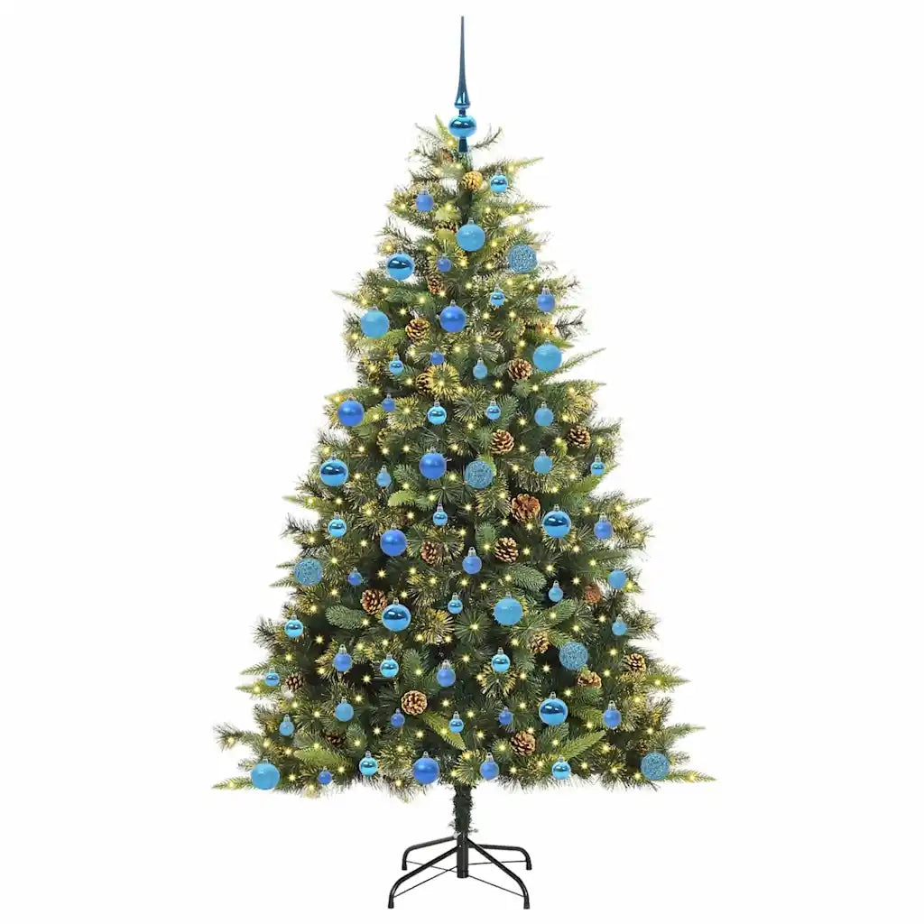 Albero di Natale artificiale pieghevole con coni Verde 180 cm 3395096