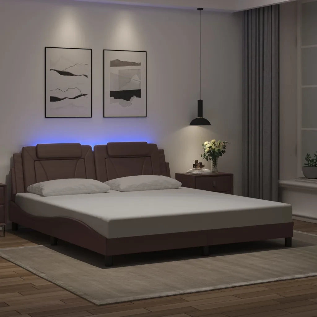 Giroletto Viana con LED senza Materasso Marrone 180x200 cm 3214038