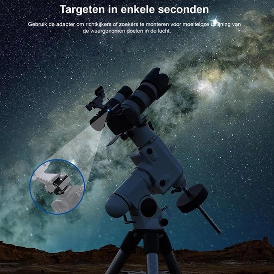 Adattatore di Montaggio per Telescopio con Struttura Metallica Completa, Cold Shoe e 1/4" Fitta per Montaggio Hot Shoe per Fotocamera, Base di Dovetail Standard 1.3in/33mm per Astrofotografia del Cielo Stellato