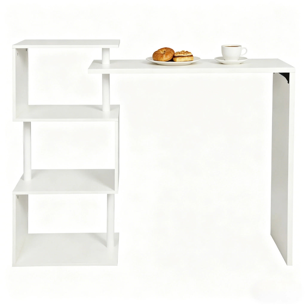 Tavolo bar bianco con 3 ripiani in MDF e metallo 97,5x38x100 cm