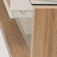 Mobile TV Moderno stile country con colori bianco lucido e legno, pannelli in vetro e illuminazione a LED, Bianco