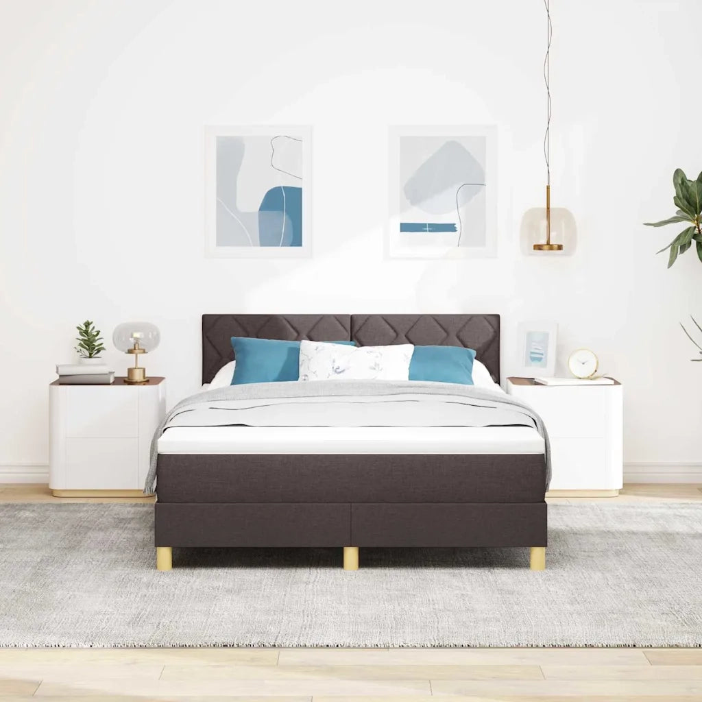 Letto a molle con materasso Marrone Scuro 140 x 200 cm Tessuto 3339003