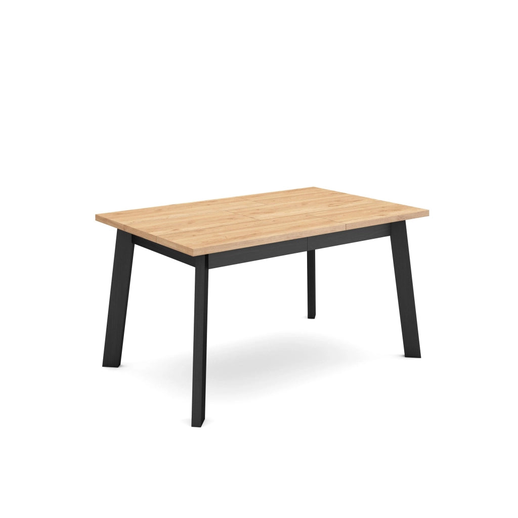 Tavolo da Pranzo, 140x90x74cm, Per 6 persone, Gambe in legno, colore Rovere e nero RF2903