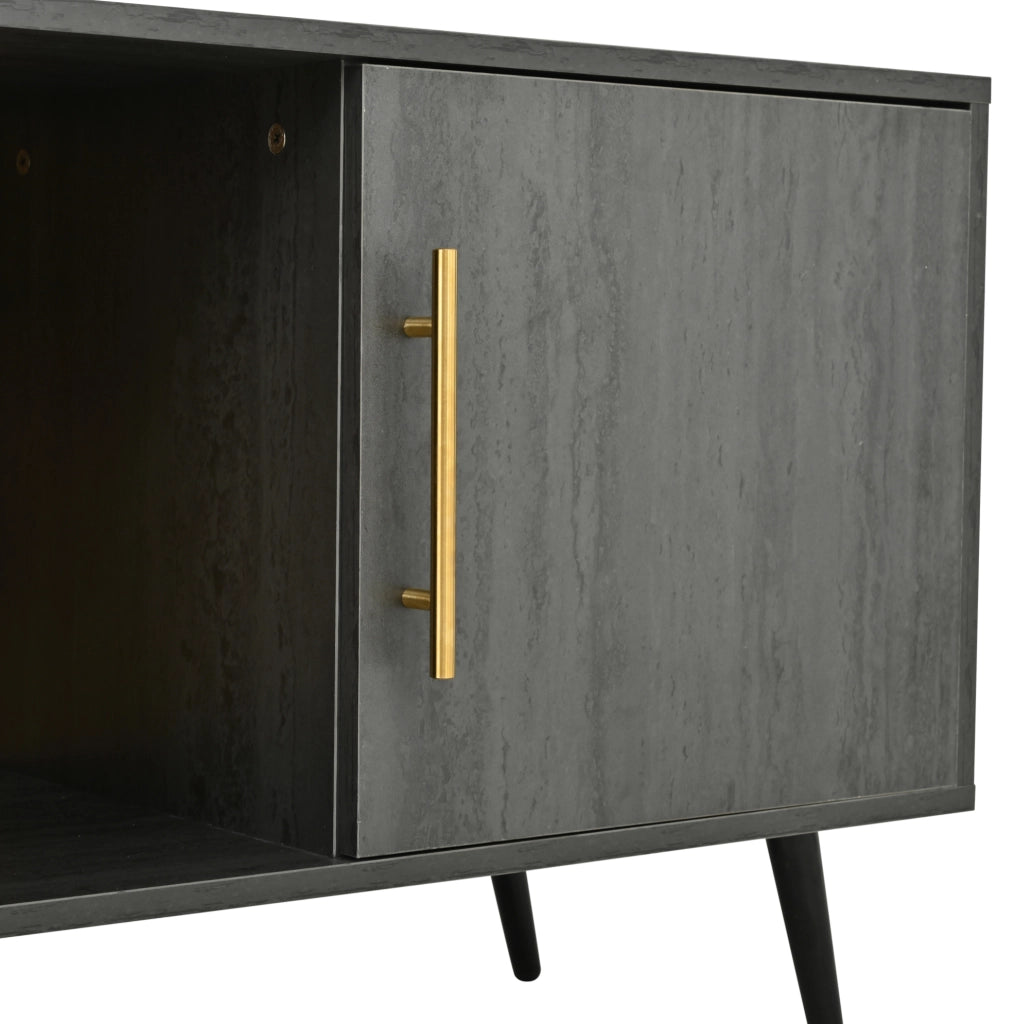 Mobile TV elegante in legno scuro con effetto grigio