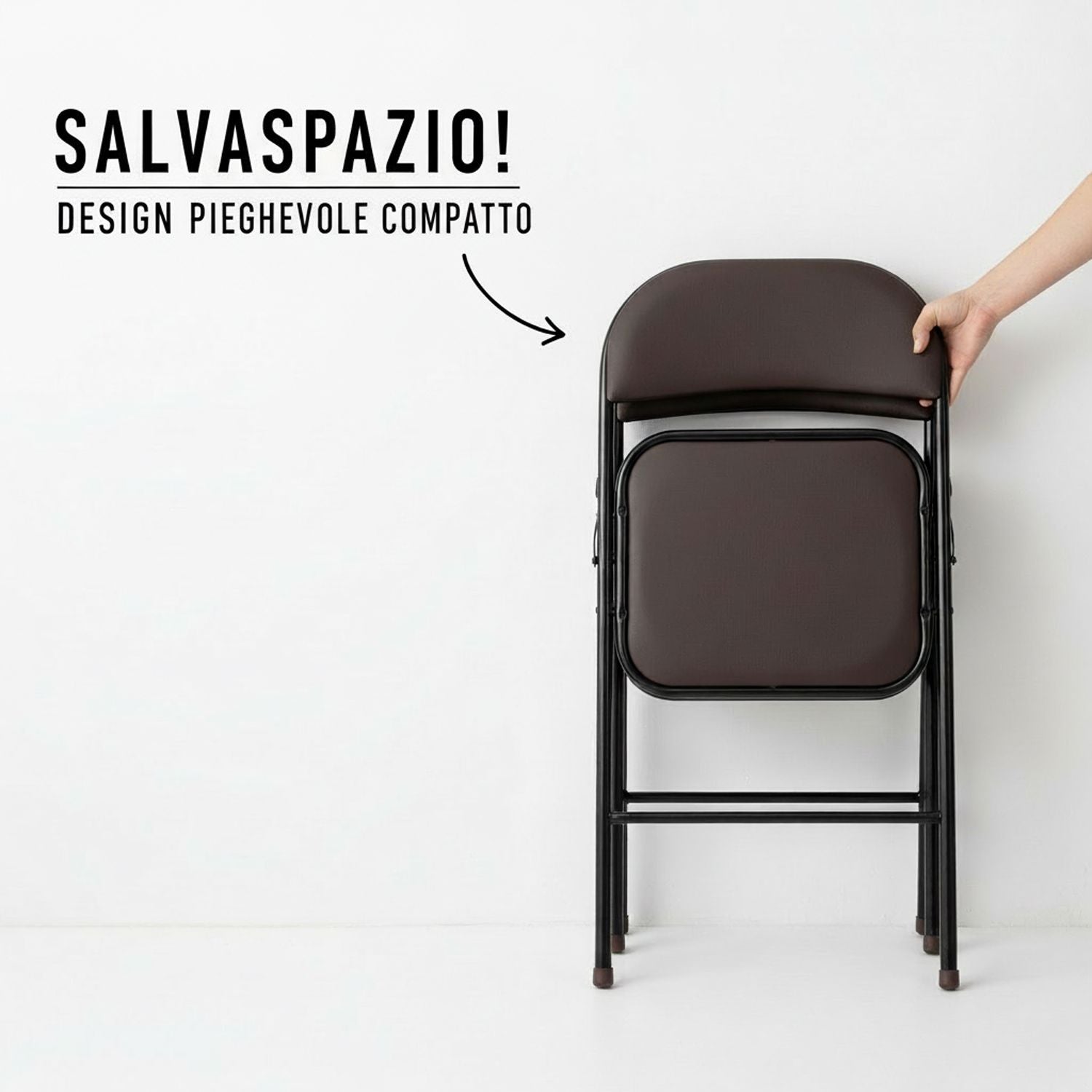 Sedia Kant Pieghevole Imbottita Portatile Salvaspazio in Metallo Richiudibile Sedie per Cucina Giardino Camera S Marrone