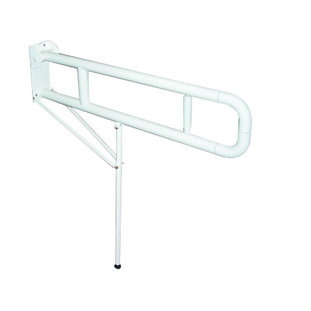 Barra maniglione ribaltabile con piede e porta rotolo e rinforzo a terra