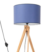 Lampada da terra treppiede legno blu paralume E27 SKUMRA