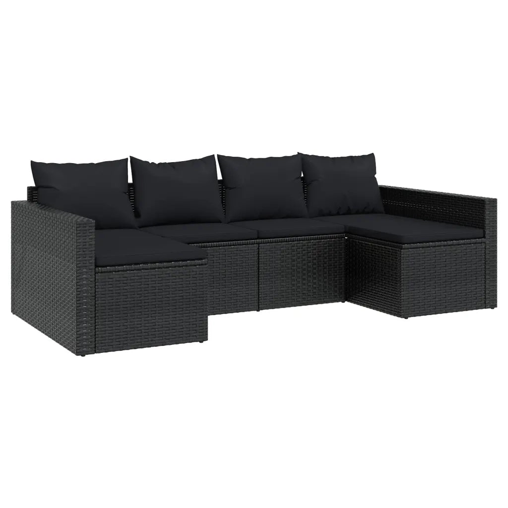 Set da Giardino 2 pz | Set Salotto da Giardino con Cuscini Nero in Polyrattan