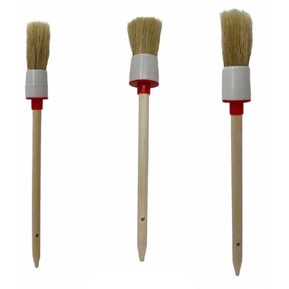 Trade Shop - Set 3 Pennelli A Testa Tonda Setole Naturali Per Pittura Varie Dimensioni 90299 -